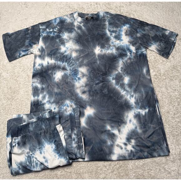 Dressed in LaLa Lex Original Blue Tie Dye Ribbed Playsuit Womens Size M NWOT - Picture 1 of 11